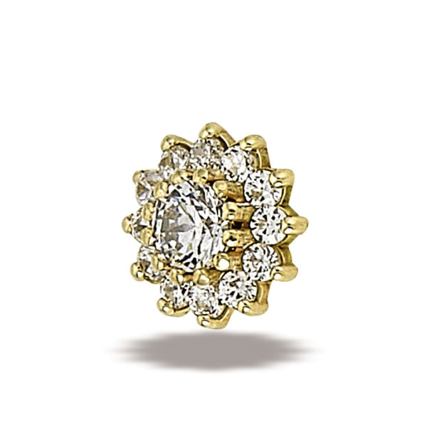 Round Cluster 13 Stones- 3mm, 12-1.25mm (6.75mm),pearl Center Top