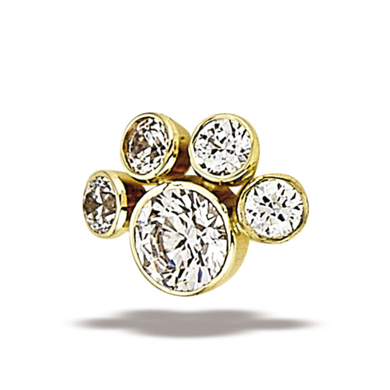 "Paw" Cluster-3.5mm Bezel W/ 4-2mm Bezels Top