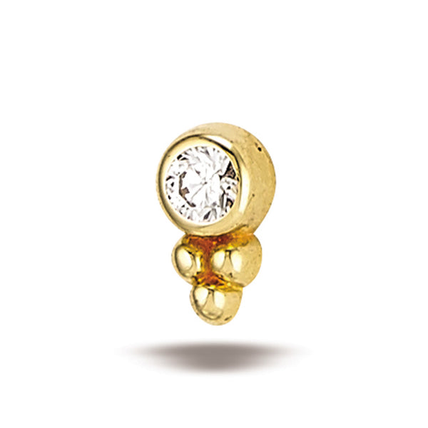 3 Bead Accent-2mm Bezel, Pearl Top