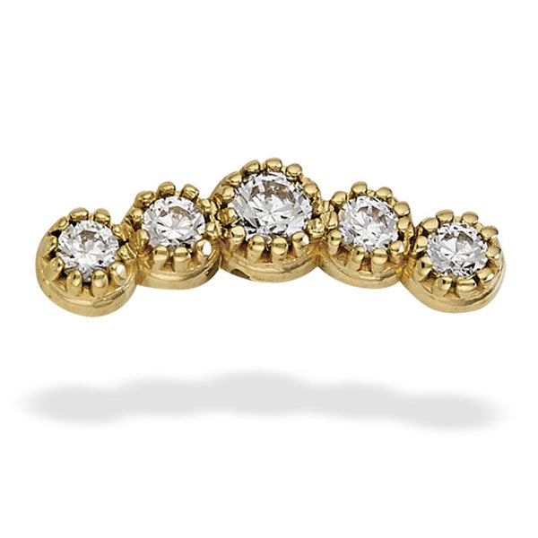 5 Stone Arc Cluster, 2mm And 4-1.50mm Stones (11.6mm X 3.85mm),pearl Top