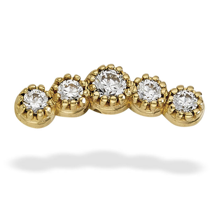 5 Stone Arc Cluster, 2mm And 4-1.50mm Stones (11.6mm X 3.85mm),pearl Top