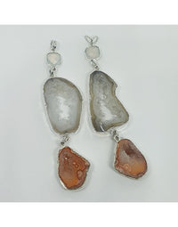 Peachy &amp; white Geode Druzy hangers