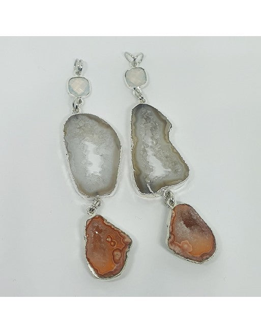 Peachy &amp; white Geode Druzy hangers