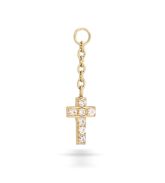 Enhancer Cross w/ Gems (7x5mm) 7-1.25mm stones on 1/4 rolo chain