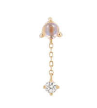 Bianca - Moonstone + White Sapphire - Threadless End with Dangle YG