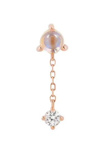 Bianca - Moonstone + White Sapphire - Threadless End with Dangle RG