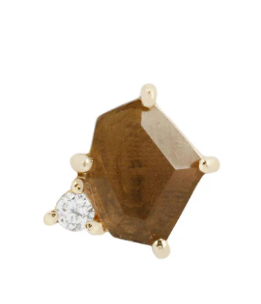 Elicit - Smoky Quartz + CZ - Threadless End YG